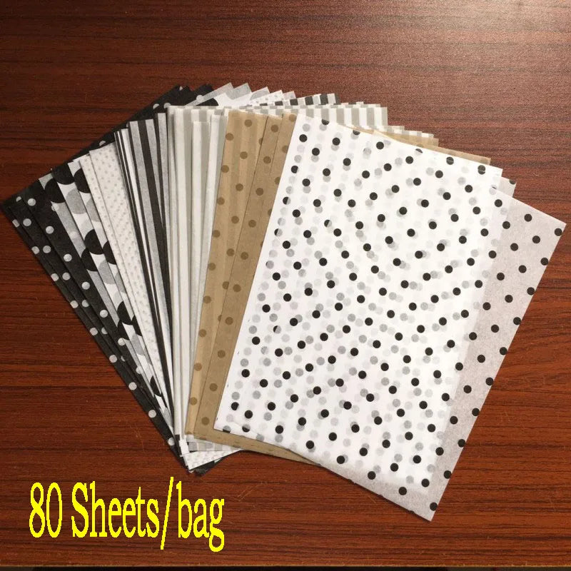 100sheet/bag A5 Wrapping Papers Retro Multicolor Print Tissue Paper Bookmark Gift Wrapping Papers Floral Gift Packaging Material