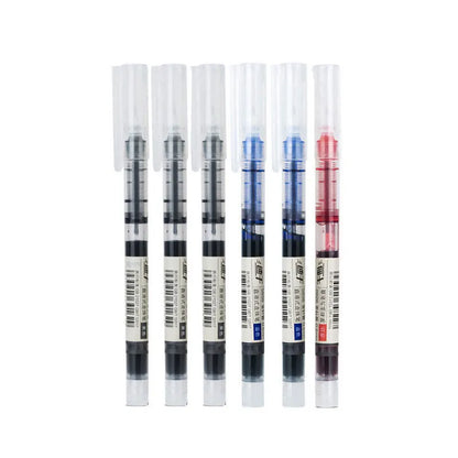 6Pcs/set Quick-drying 0.5mm Roller Pen Black/Red/blue ink Straight Liquid Rollerball Gel Pen for School Office Stationery Kawaii