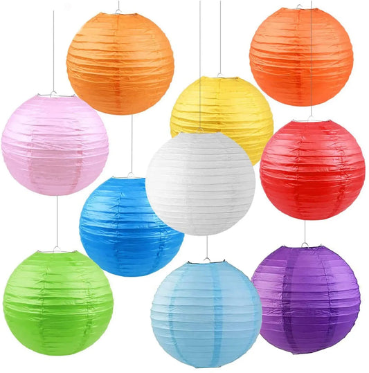 10 Pack 12" Chinese Paper Lanterns Colorful Chinese Hanging Decorations for Rainbow Party Birhday Eve Classroom Ceiling Decor