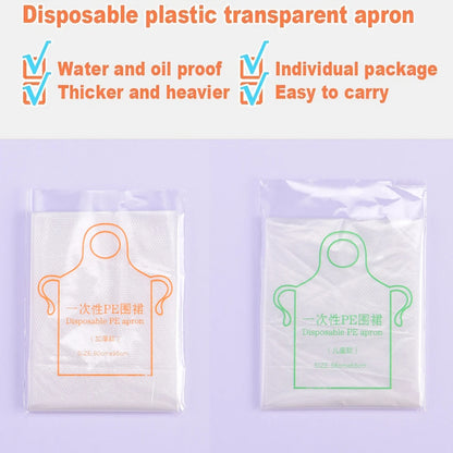 100pcs Adult Disposable Tattoo Apron Transparent Clothing Anti Pollution Sterile Clothing Clean Cover Cape Cloth Apron