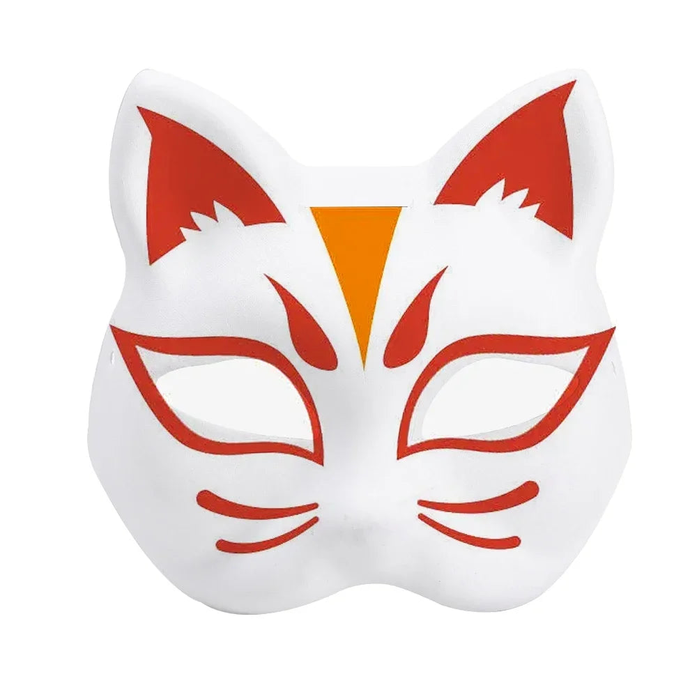 Blank Cat Masks DIY White Plain Party Cosplay Prop Painting Face Mask Unpainted Paper Fox Masks Craft Hand Halloween Accessories