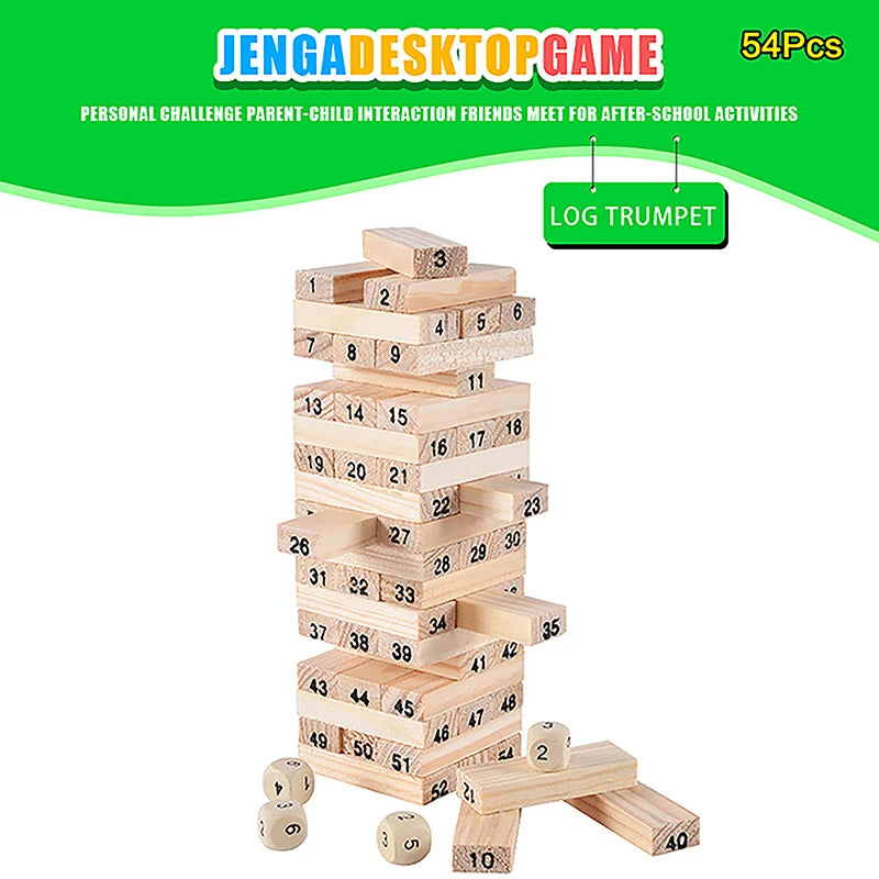 Solid Wood Puzzle Stacked High Stack Tower Drawing Block Children'S Parent-Child Interactive Board Game