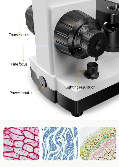 Compound Microscope for Adults Students 40X-2500X Lab Microscopes with Phone Adapter Slides Set  for School Home Education