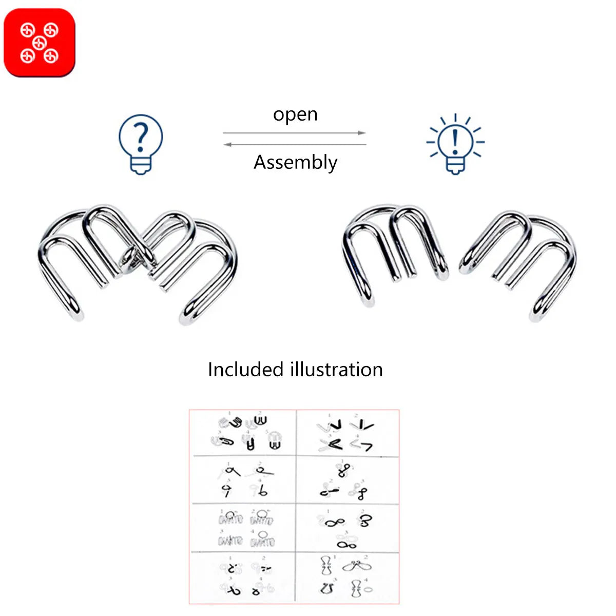 24pcs Metal Wire Puzzle Set Logical Thinking Development Metal Link Unlock Toys Parent-children Interactive Metal Link Interlock