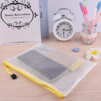 4pcs Stationery Storage Bag Folder File Mesh Zipper Pouch A3 A4 A5 A6 Document Bag Zip File Folders School Office Supplies