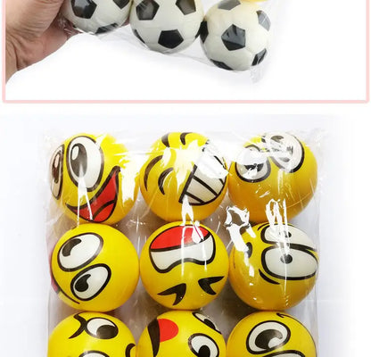 6PCS 6.3cm facial expression foam ball PU extrusion pressure ball outdoor sports decompression toy wrist sports children's toy