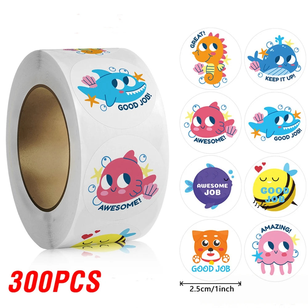 100-500pcs Children's Cartoon Animal Stickers Gift Packaging Sealing Label Kindergarten Little Red Flower Reward Stickers