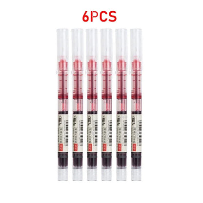 6Pcs/set Quick-drying 0.5mm Roller Pen Black/Red/blue ink Straight Liquid Rollerball Gel Pen for School Office Stationery Kawaii