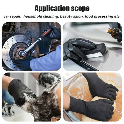 100PCS Black Nitrile Gloves Thickened Black Nitrile Gloves for Cleaning Hairdressing Waterproof Dishwashing Gloves Kitchen