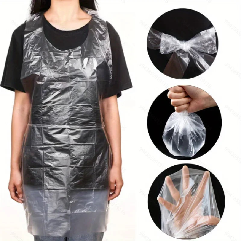 100pcs Adult Disposable Tattoo Apron Transparent Clothing Anti Pollution Sterile Clothing Clean Cover Cape Cloth Apron