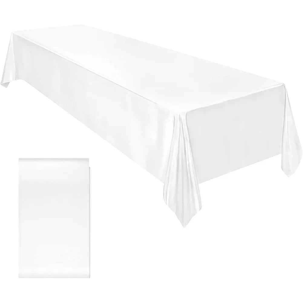 Rectangle Satin Tablecloth Table Cloth 145x260cm For Baby Shower Birthday Banquet Decor Wedding Dining Table