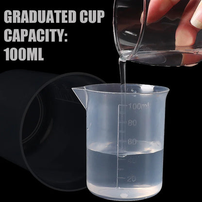 Wholesale 100ml Measuring Cup Transparent Plastic Scale Beaker Cups Lab Chemical Laboratory Container Jugs Kitchen Baking Tool