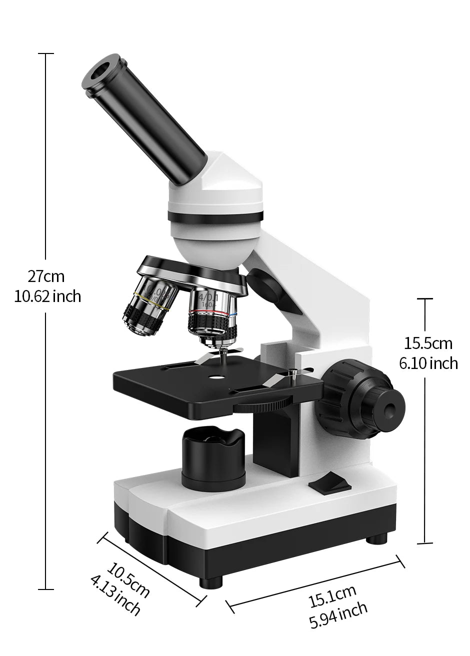 Compound Microscope for Adults Students 40X-2500X Lab Microscopes with Phone Adapter Slides Set  for School Home Education