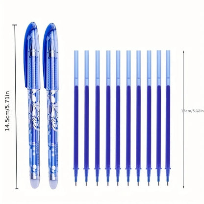 13Pcs/Set Erasable Gel Pens Black Blue Refill Rod 0.5mm Ballpoint Pen Washable Handle School Office Writing Supplies Stationery