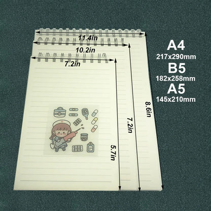 A4 B5 A5 Thickened Coil Notebook Flipped Up 120 Sheets/240 Pages Line Notebook Notepad School Office Supplies