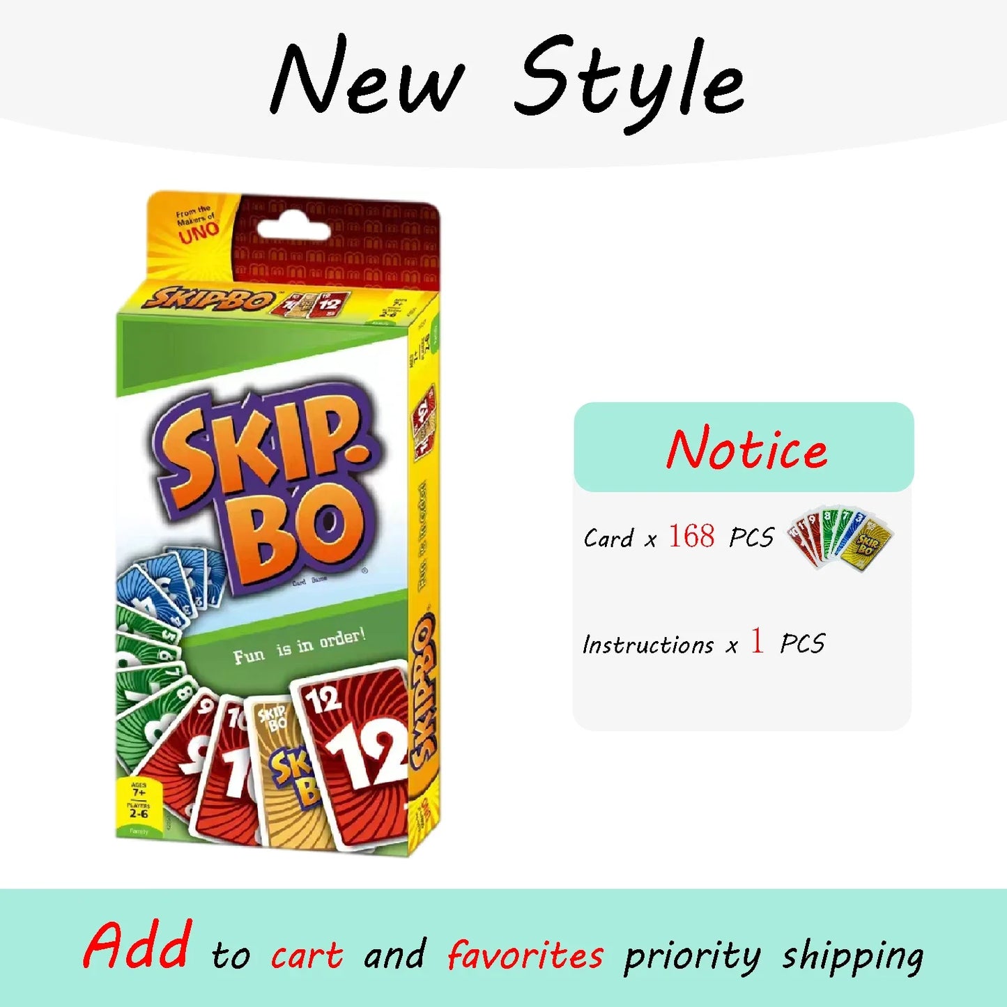 UNO-SKIP BO Potter Card Game Games Genuine Family Funny Board Game Fun Poker Playing Toy Gift Box Uno Card