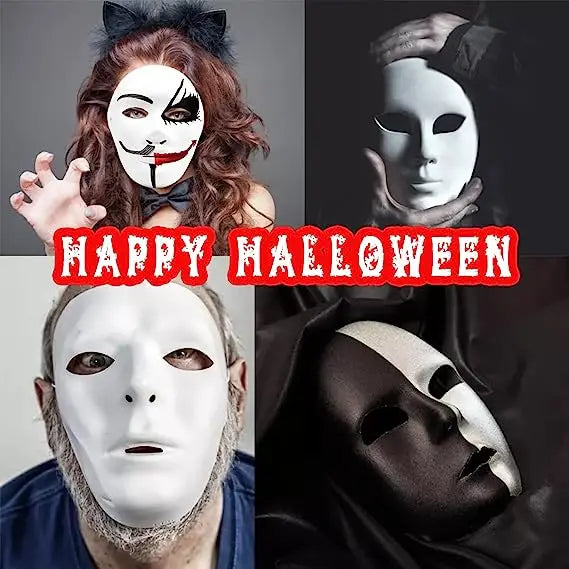 1/5pcs Blank White Mask Halloween Cosplay Women Men Face DIY Paintable Half Face Mask Animal Costume Party Decorate Craft Prop