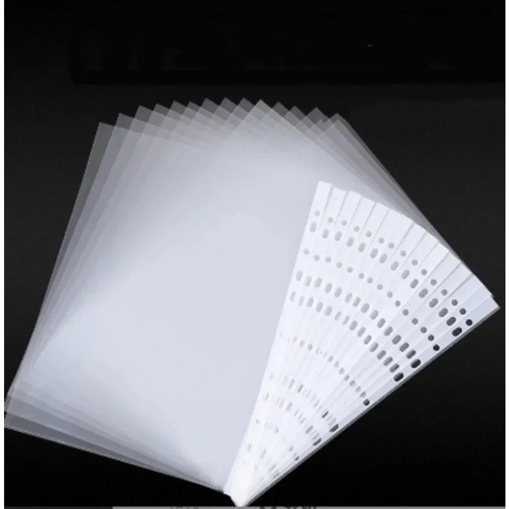 100pcs 11holes Transparent Plastic Punched File Folders for A4 Documents Sleeves Leaf Bag Protector Office Supplies