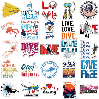 10/30/50pcs Cool Summer Diving Graffiti Stickers Decal Laptop Motorcycle Skateboard Luggage Phone Guitar Car Waterproof Sticker