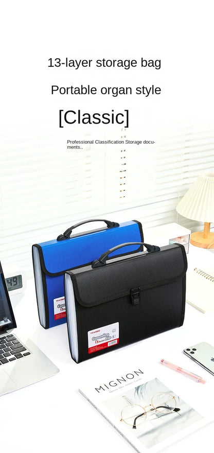 New Portable 13 Pockets A4 Size Expanding Wallet File Folder Paper Document Storage Organ Bag Holder Office School Organizer