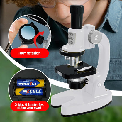 1200x HD Childrens Microscope Elementary School Children Science Experimental Biology Microscope Digital Microscope