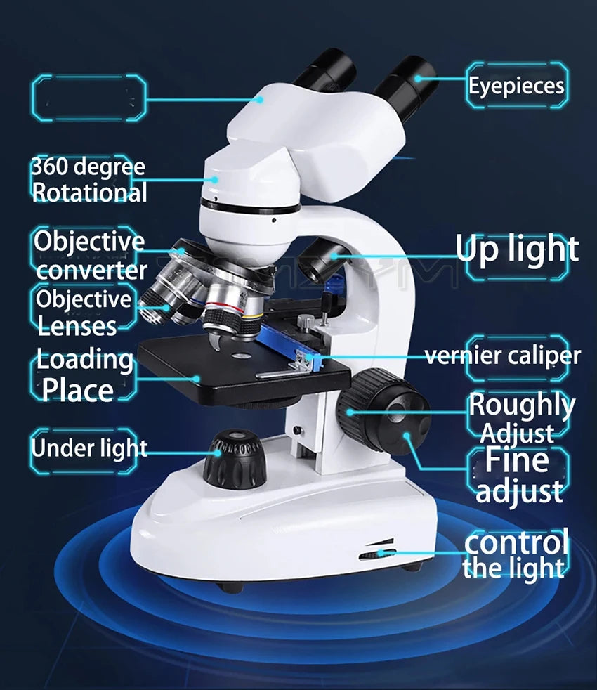 Zoom 30000X Biological HD Microscope Digital laboratory Compound Microscope with Wide-Field 10X and 50X Eyepieces for Lab