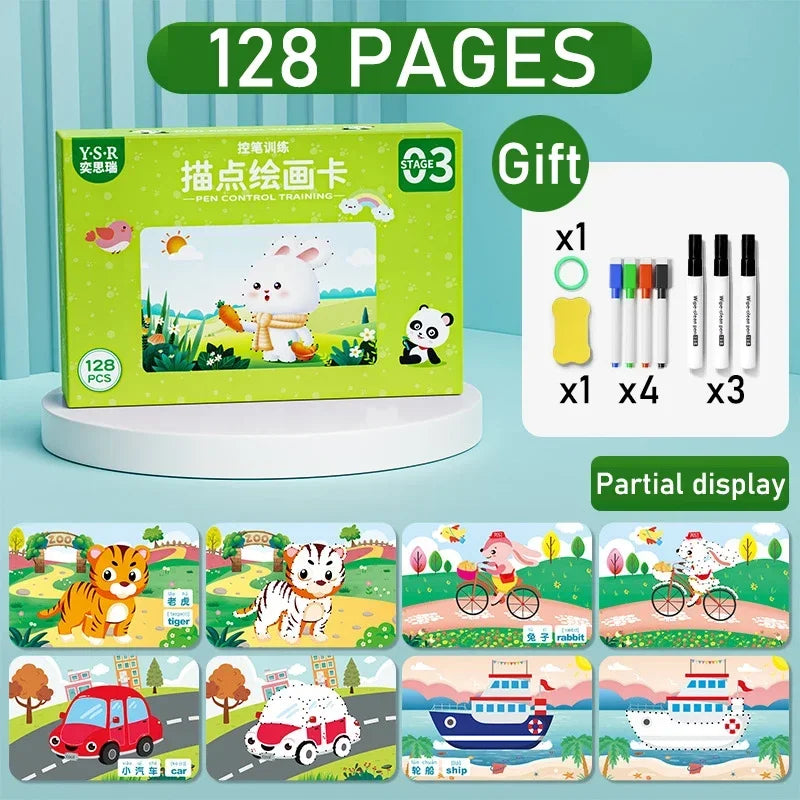 2024 Magical Tracing Workbook Set Children Pen Control Training Practice Copybook for Kids Early Educational Draw Line Card Toy