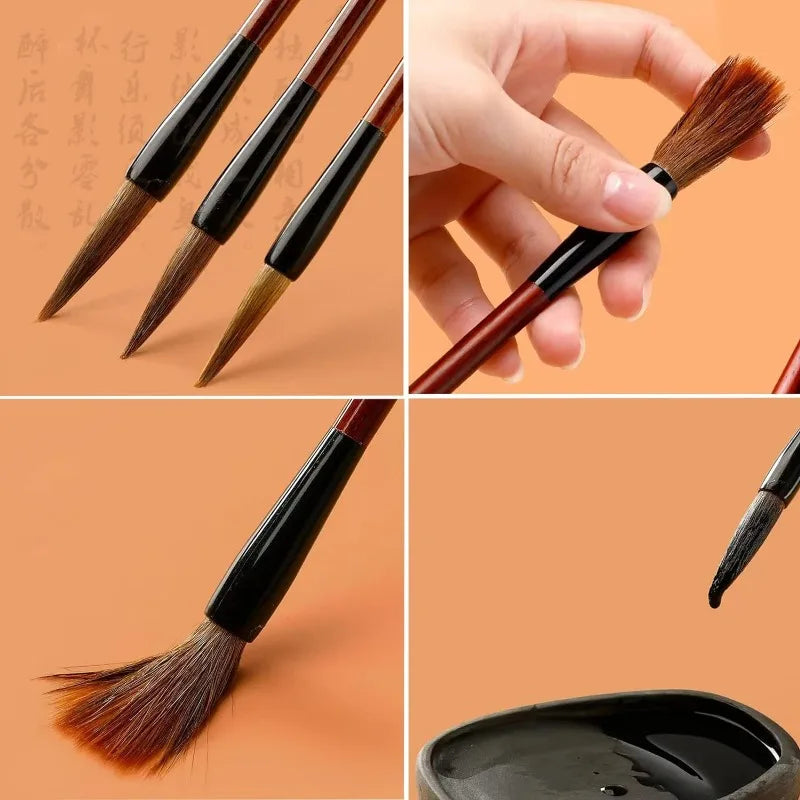 10Pcs Professional Chinese Calligraphy Brushes Set with Storage Bag Traditional Chinese Painting