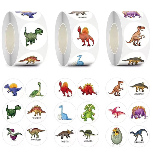 50-500pcs Cute Animal Dinosaur Stickers For Kids 1 Inch Boy Toy Game Stickers Birthday Classroom Party Reward Decoration