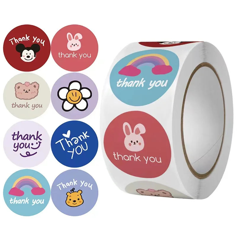 100-500pcs Cartoon Cat Stickers Round Adhesive Labels For Kids Children Teacher Prize Business Gift Wraps Decorative Stickers