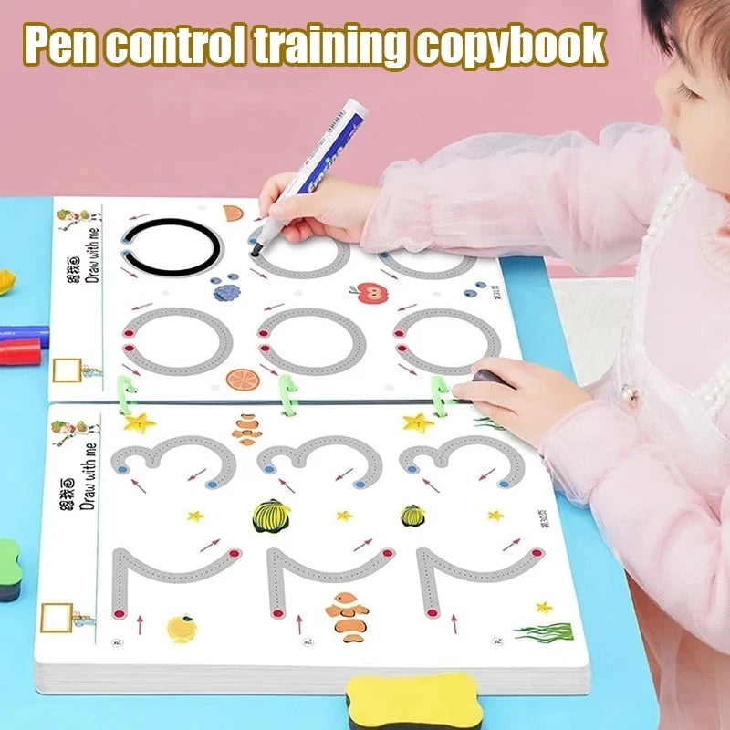 Children Montessori Drawing Toy Pen Control Training Color Shape Math Match Game Set Toddler Learning Activities Educational Toy