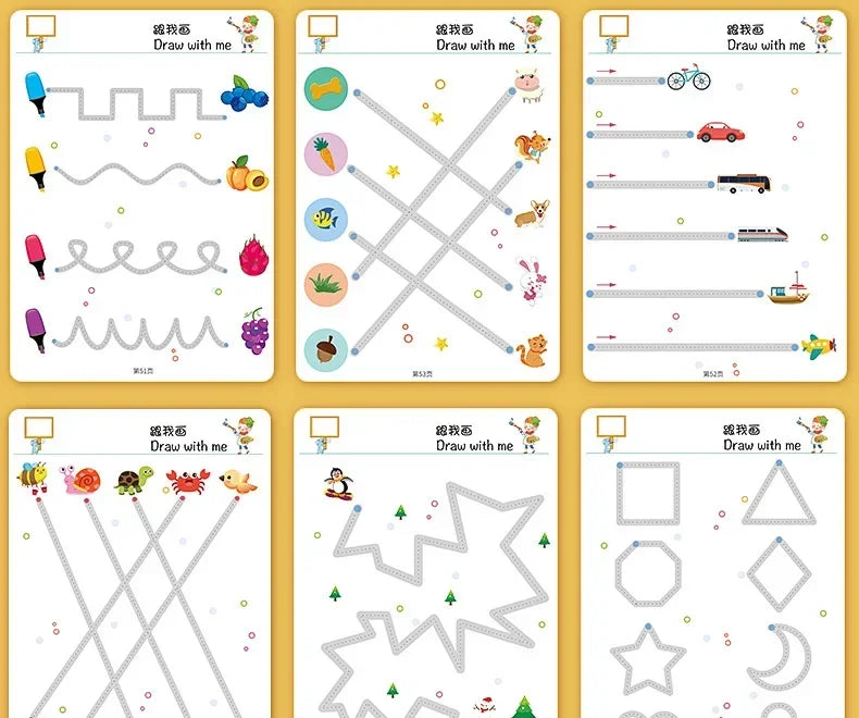 2024 Magical Tracing Workbook Set Children Pen Control Training Practice Copybook for Kids Early Educational Draw Line Card Toy