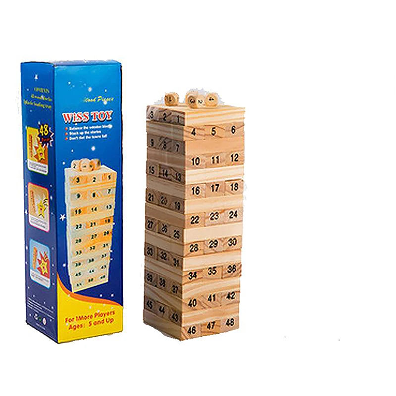 Solid Wood Puzzle Stacked High Stack Tower Drawing Block Children'S Parent-Child Interactive Board Game