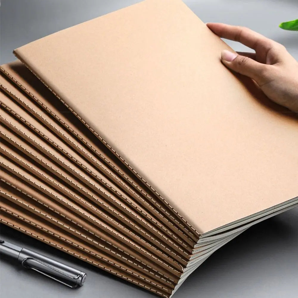 High Quality A4/B5 Notebook Kraft Cover Grid/Lined/Blank Notepad Sketchbook School