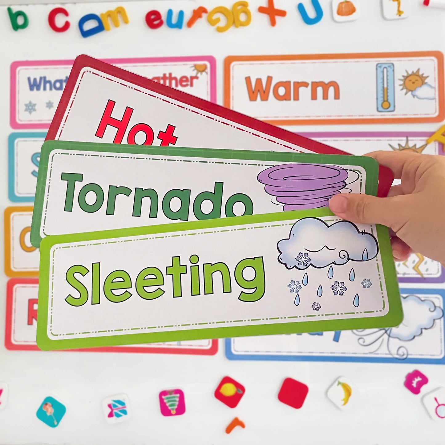 16 PCS Children learning Weather flash cards Teacher's teaching aids Classroom Decoration Card Baby kid Early Education toys