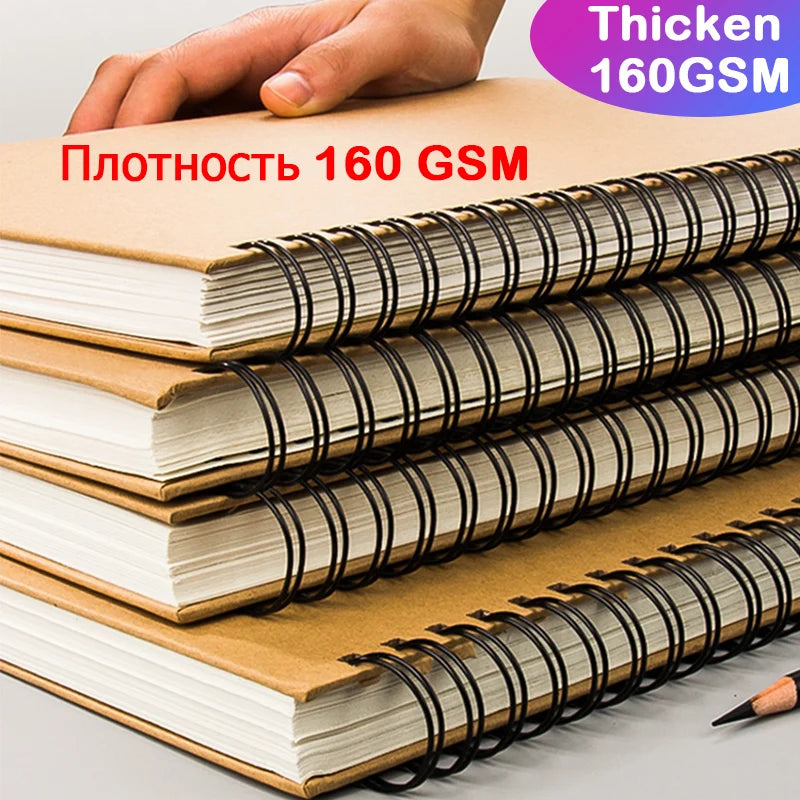 160GSM A6/A5/16K/A4 Professional Sketchbook Thick Paper Spiral Pencil Watercolour Drawing Book Gouache Paper Art Supplies