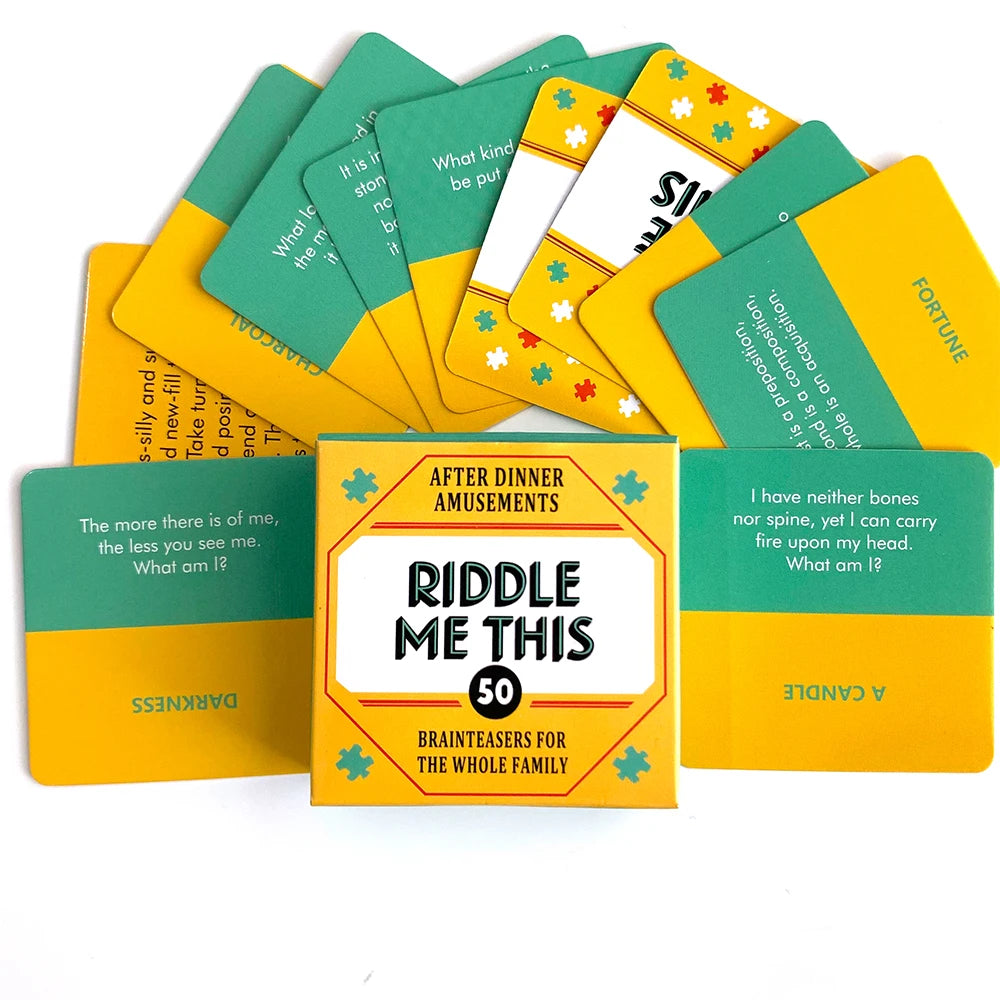 Board game Puzzle cards for guessing with a partner - After dinner entertainment card game you do puzzles