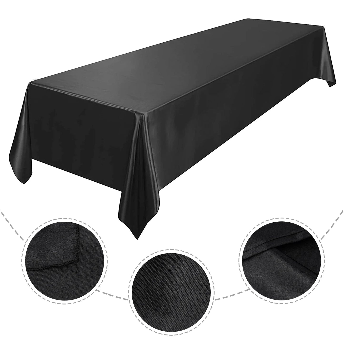 Rectangle Satin Tablecloth Table Cloth 145x260cm For Baby Shower Birthday Banquet Decor Wedding Dining Table