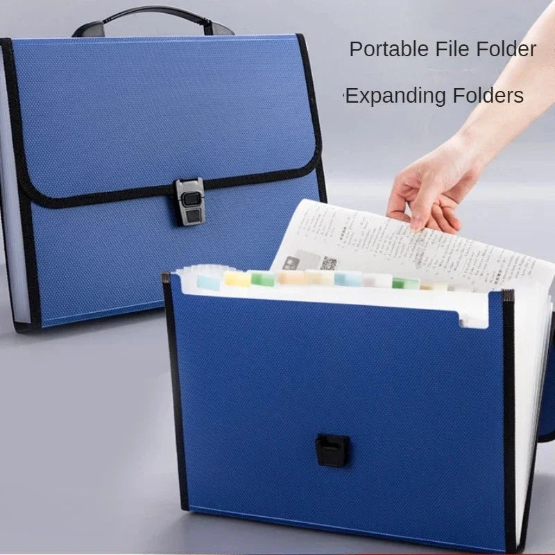 New Portable 13 Pockets A4 Size Expanding Wallet File Folder Paper Document Storage Organ Bag Holder Office School Organizer