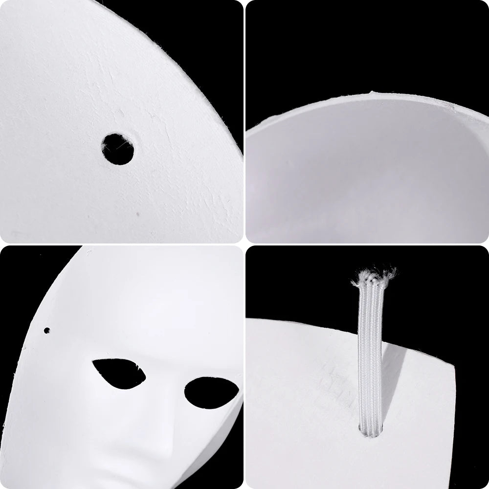 1/5pcs Blank White Mask Halloween Cosplay Women Men Face DIY Paintable Half Face Mask Animal Costume Party Decorate Craft Prop