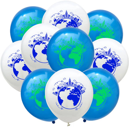 World Map Latex Balloons for Children, Earth Day Decor, Planet, Classroom Decor Birthday Decoration, Map Balloons, 10 PCs/Lot