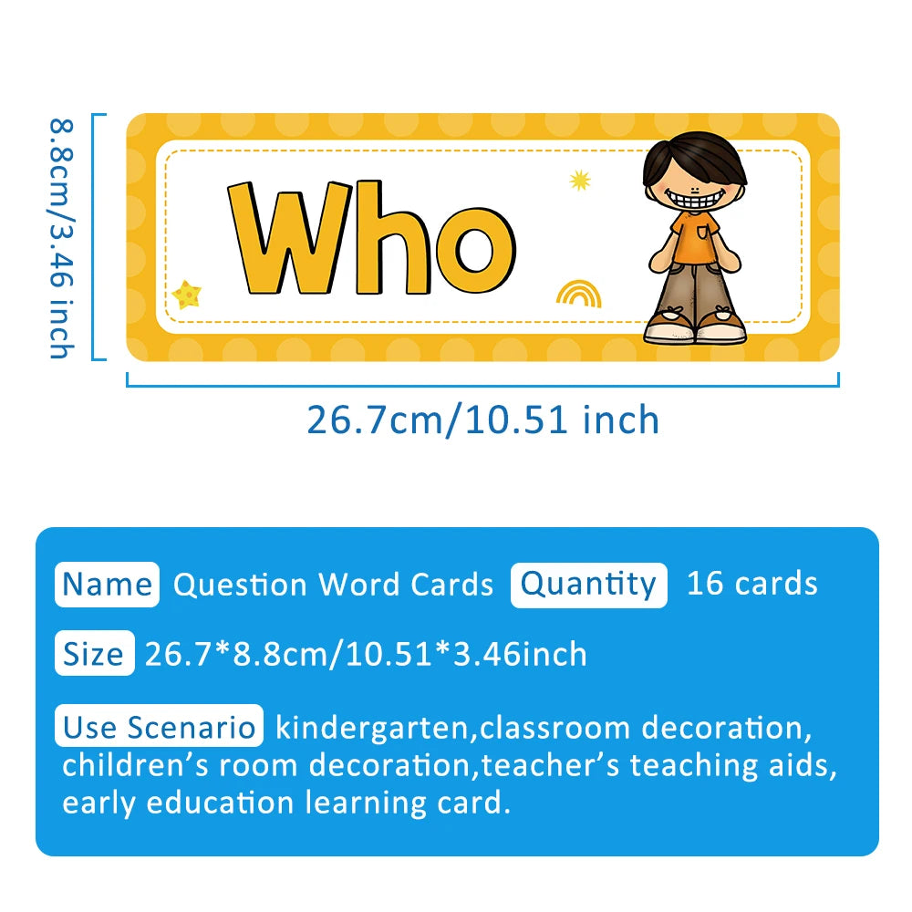 Question Words Learning Flashcards Bulletin Board Headliners Classroom Decoration Teacher Teaching Aids Montessori Materials