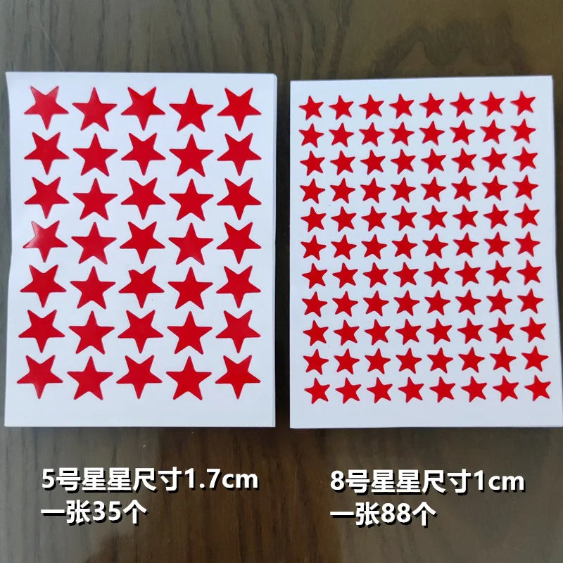 10sheets/bag Red Star Sticker Stamping Five Pointed Star Sticker Children's Reward Sticker Teacher Praise Label