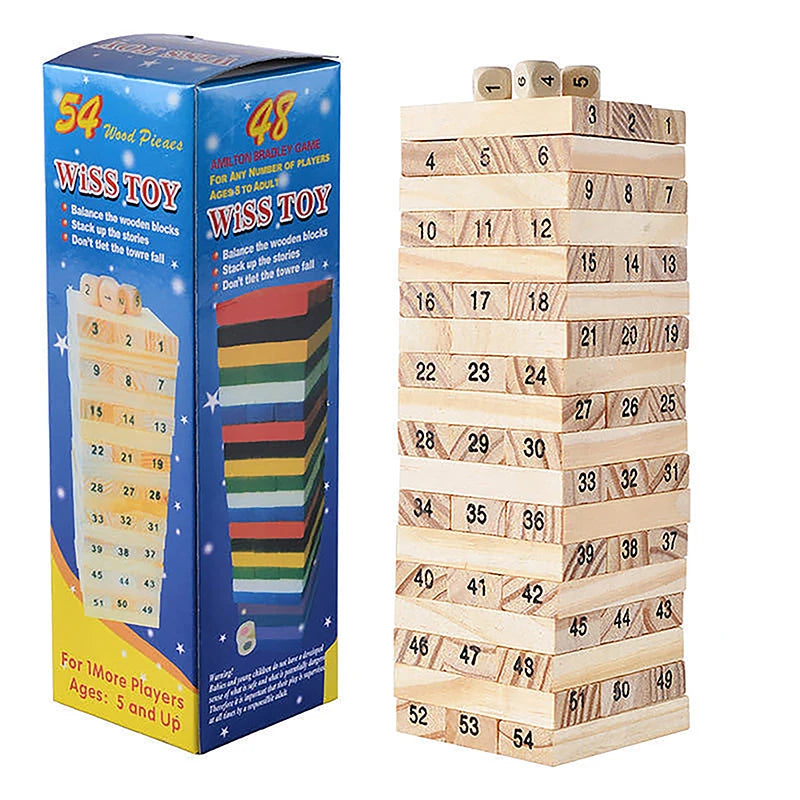 Solid Wood Puzzle Stacked High Stack Tower Drawing Block Children'S Parent-Child Interactive Board Game