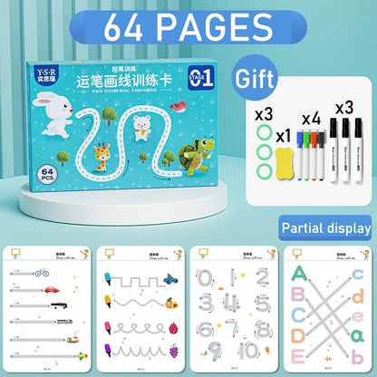 2024 Magical Tracing Workbook Set Children Pen Control Training Practice Copybook for Kids Early Educational Draw Line Card Toy