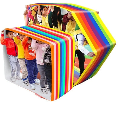 2M/6M Diameter Kids Outdoor Teamwork Game Prop Rainbow Parachute Toys Jump Bag Bounce Play Mat School Activity Puzzle Game