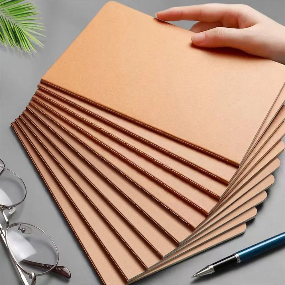 High Quality A4/B5 Notebook Kraft Cover Grid/Lined/Blank Notepad Sketchbook School