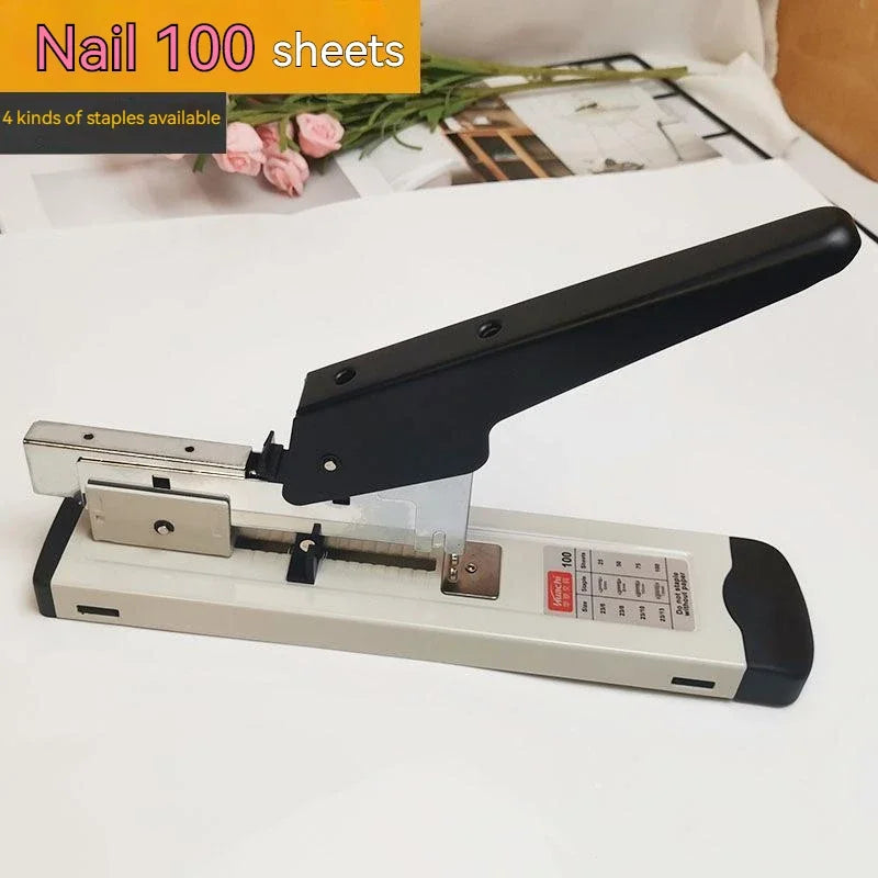 Large Capacity Paper Binding Stapler With Nails Heavy Duty Stapler Bookbinding Stapling Staples Hand Operated Stapler 100 Sheets