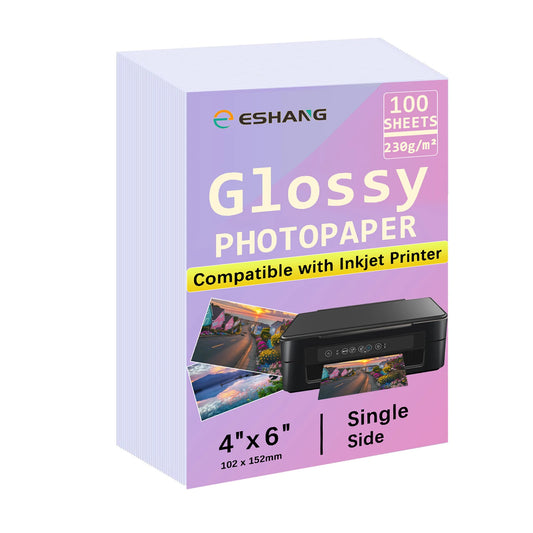 ESHANG 100 Sheets 4R Photo Paper,  230 gsm 4 x6 Premium Glossy Photo Paper Picture Paper Printer Brochure Paper