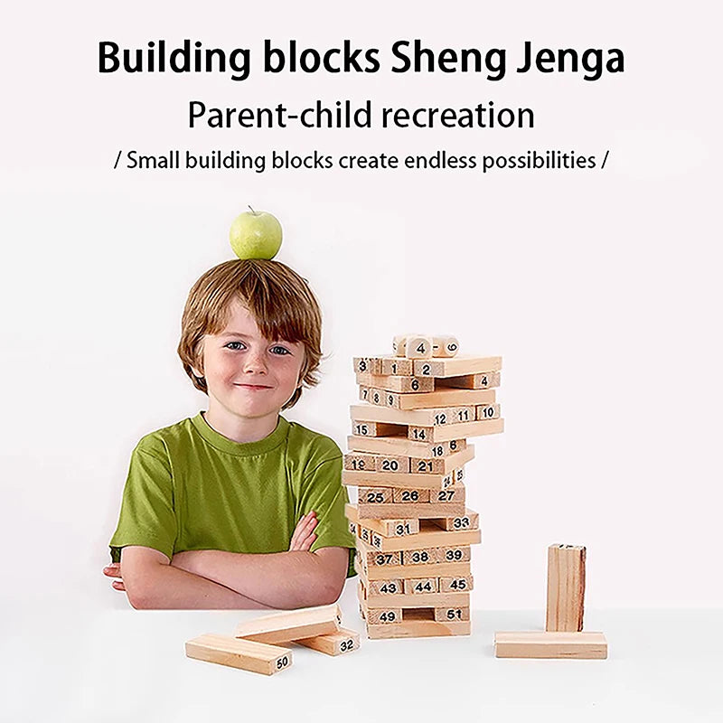 Solid Wood Puzzle Stacked High Stack Tower Drawing Block Children'S Parent-Child Interactive Board Game